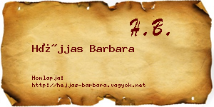 Héjjas Barbara névjegykártya